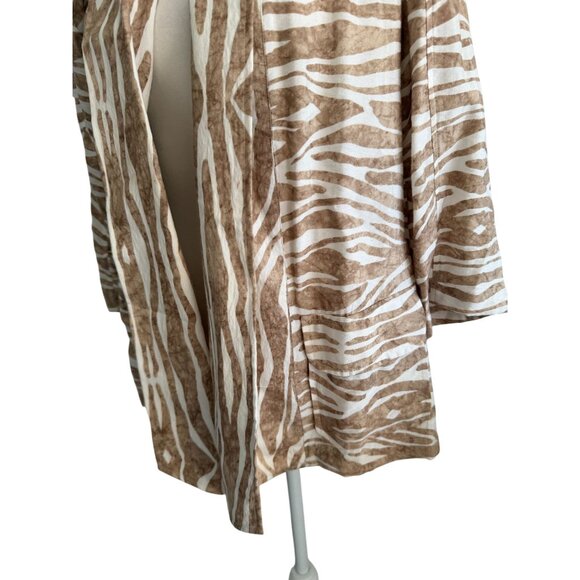 CHICOS Tan White Zebra Print Open Jacket Size Chicos 1 / US 8/10 - Picture 2 of 7